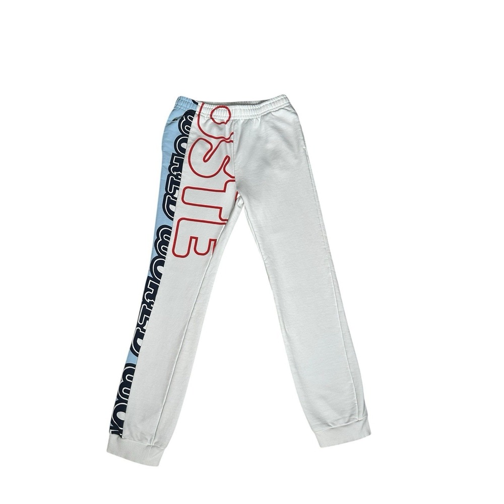 Lacoste Jogger Track Pants Boys 16 Red White Side‎ Logo Fleece Elastic Waist